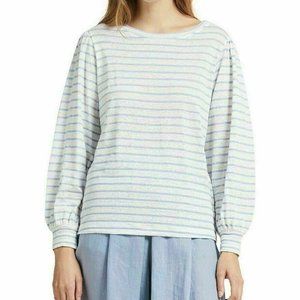 NWT Donna Karan New York Stripe Knit Boat Neck Long Sleeve Top Size XL